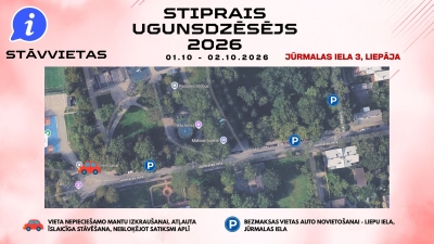 Vidū sacensību teritorijas karte, kurā atzīmētas automašīnu stāvvietas.