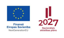 Kreisajā malā Eiropas Savienības logo, bet labajā malā Nacionālās attīstības plāna logo